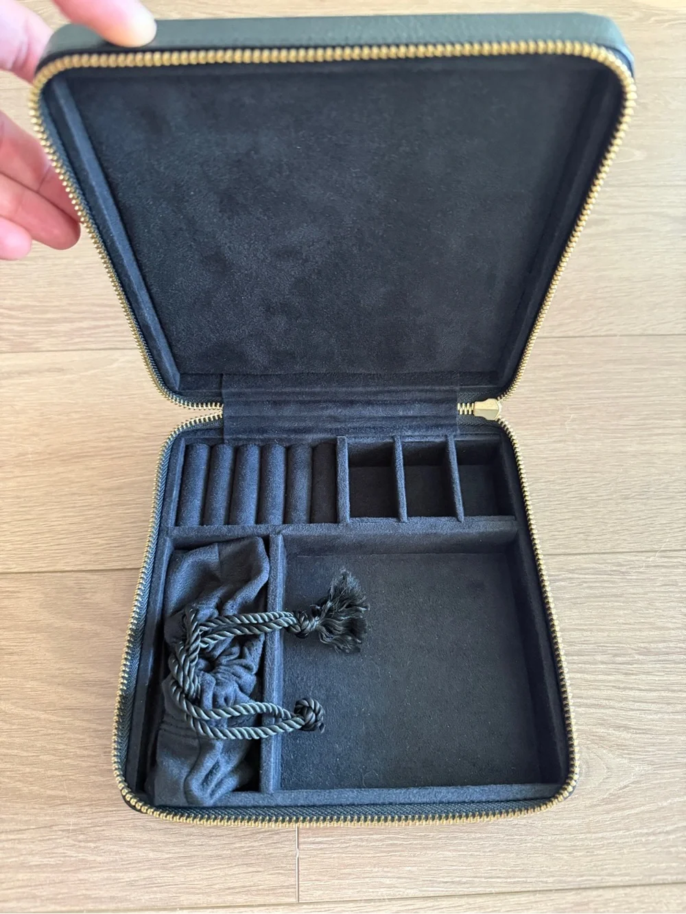 Pottery Barn Black Leather Travel Jewelry Case